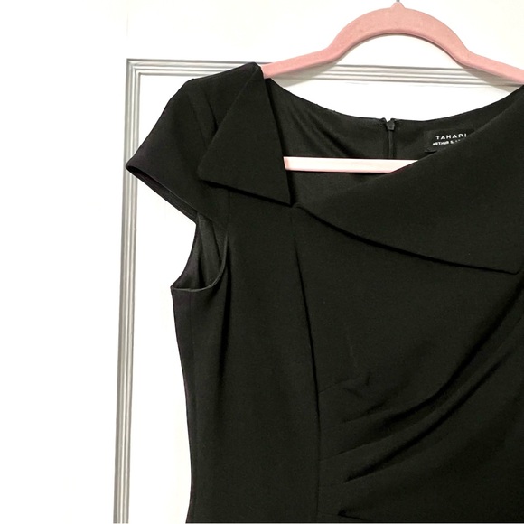 EUC Tahari ASL Black Cap Sleeve Sheath Dress - Picture 7 of 11
